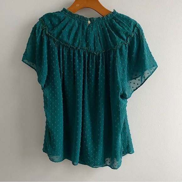J. Crew Teal Gathered Bib Top in Swiss Dot size Small - Picture 6 of 13